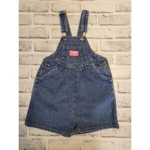 Vintage OshKosh Made in USA Y2K Blue Denim Girls Overalls Shortalls Size 4T